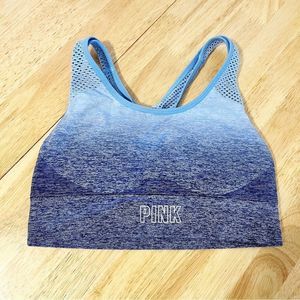 Pink by VICTORIA'S SECRET Seamless Lightly Lined Blue Sports Bra Women's Size S